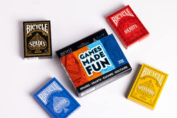 Bicycle 4 Playing Card Games In 1: Euchre, Hearts, Spades, And Solitaire (4 Card Game Pack)