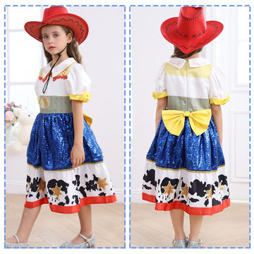Itvti Jessie Dress For Little Girls Cowgirl Sequins Costume Dress Up Halloween Outfit, 2-3T (Tag 100)