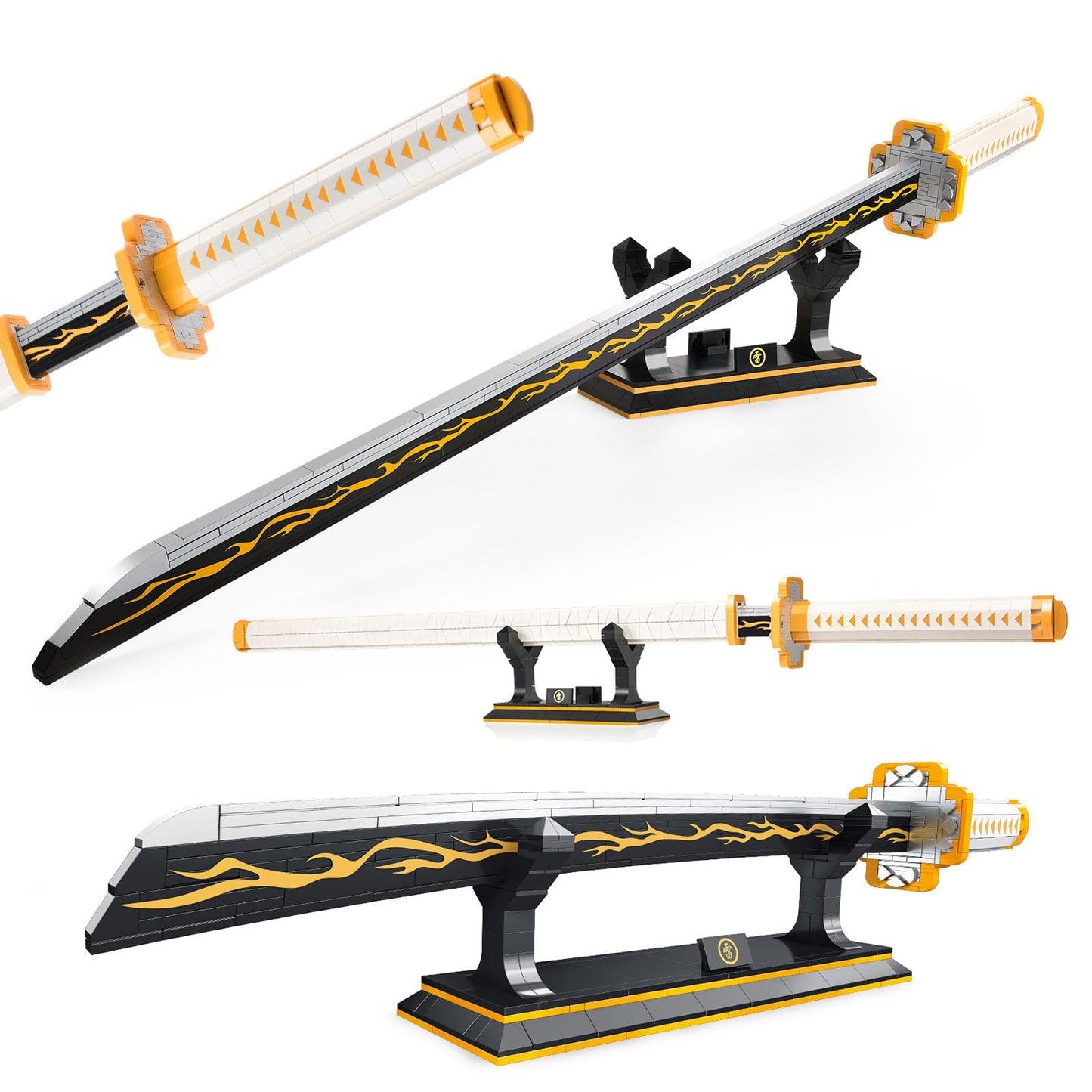 SATHIBI Zenitsu Anime decorative replica blades Building Set 38.8in Cosplay Anime Samurai decorative replica blade Building Block with Scabbard and Stand Model Kits Toy Creative Gifts for mature-themeds and Kids Ages 8+ (956 PCS)