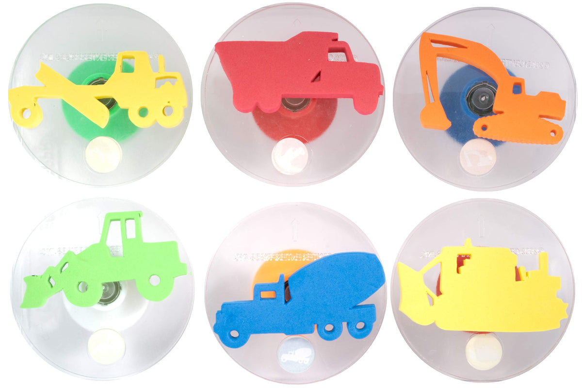 READY 2 LEARN Giant Stampers - Construction Vehicles - Set of 6 - Easy to Hold Foam Stamps for Kids - Arts and Crafts Stamps for