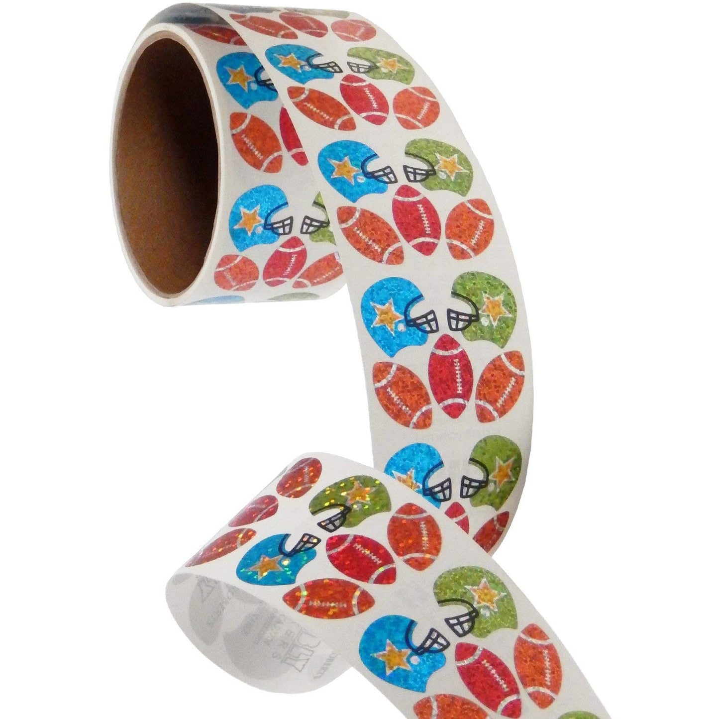 Bulk Roll Prismatic Stickers, Mini Football (100 Repeats)