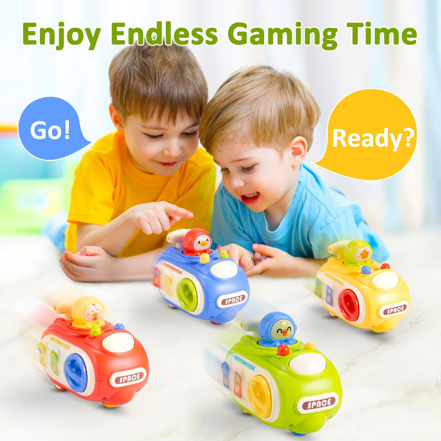 Vomii Montessori Toddler Toys, Sensory Press And Go Toy Car For Toddlers, Travel Activities Busy Cube Toys For Learning Fine Mot
