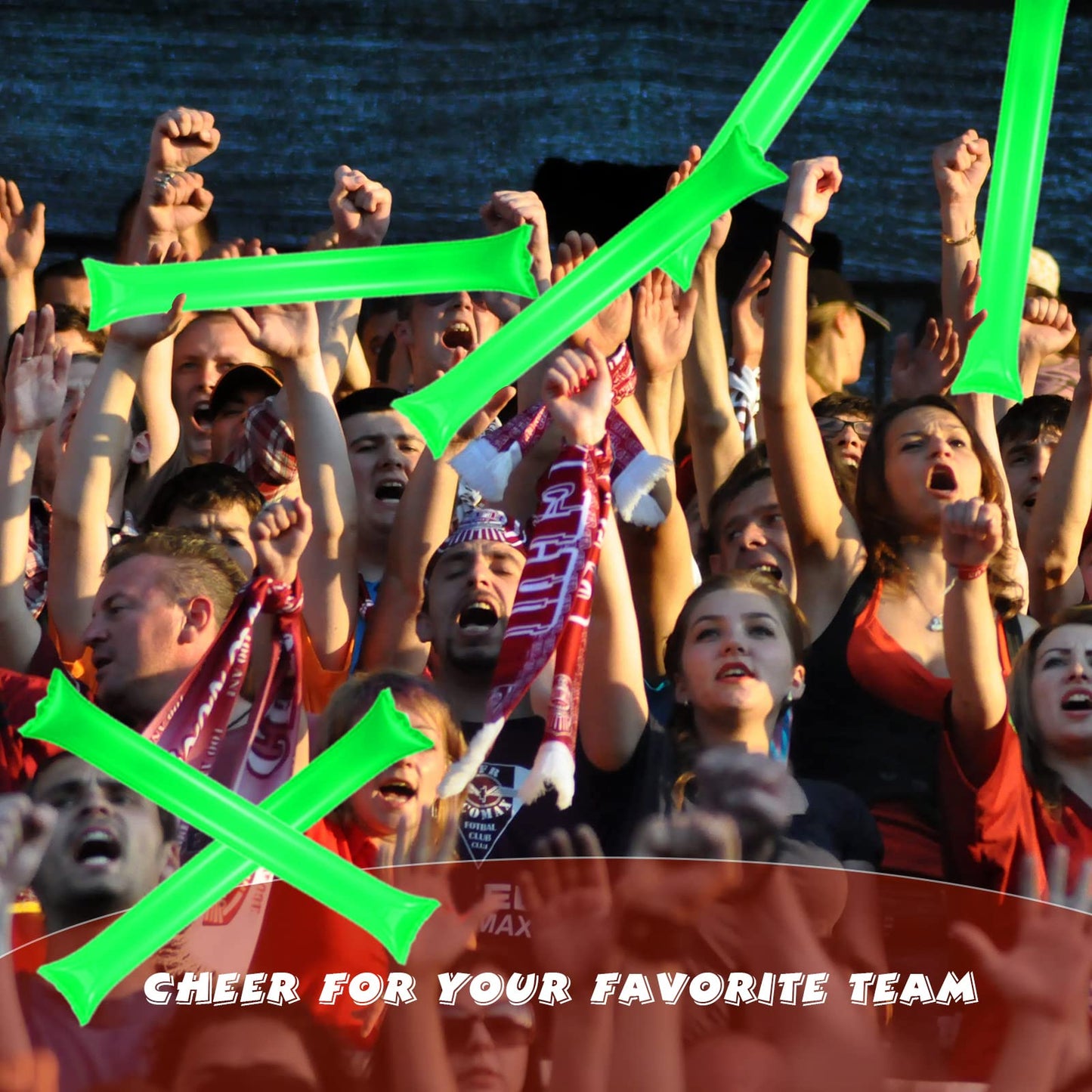 Civaner 48 Pieces Thunder Sticks Team Spirit Boom Sticks Cheering Sticks Plastic Cheerleading Spirit Stick Clapper Inflatable Noise Makers For Sporting Events Dance (Green)