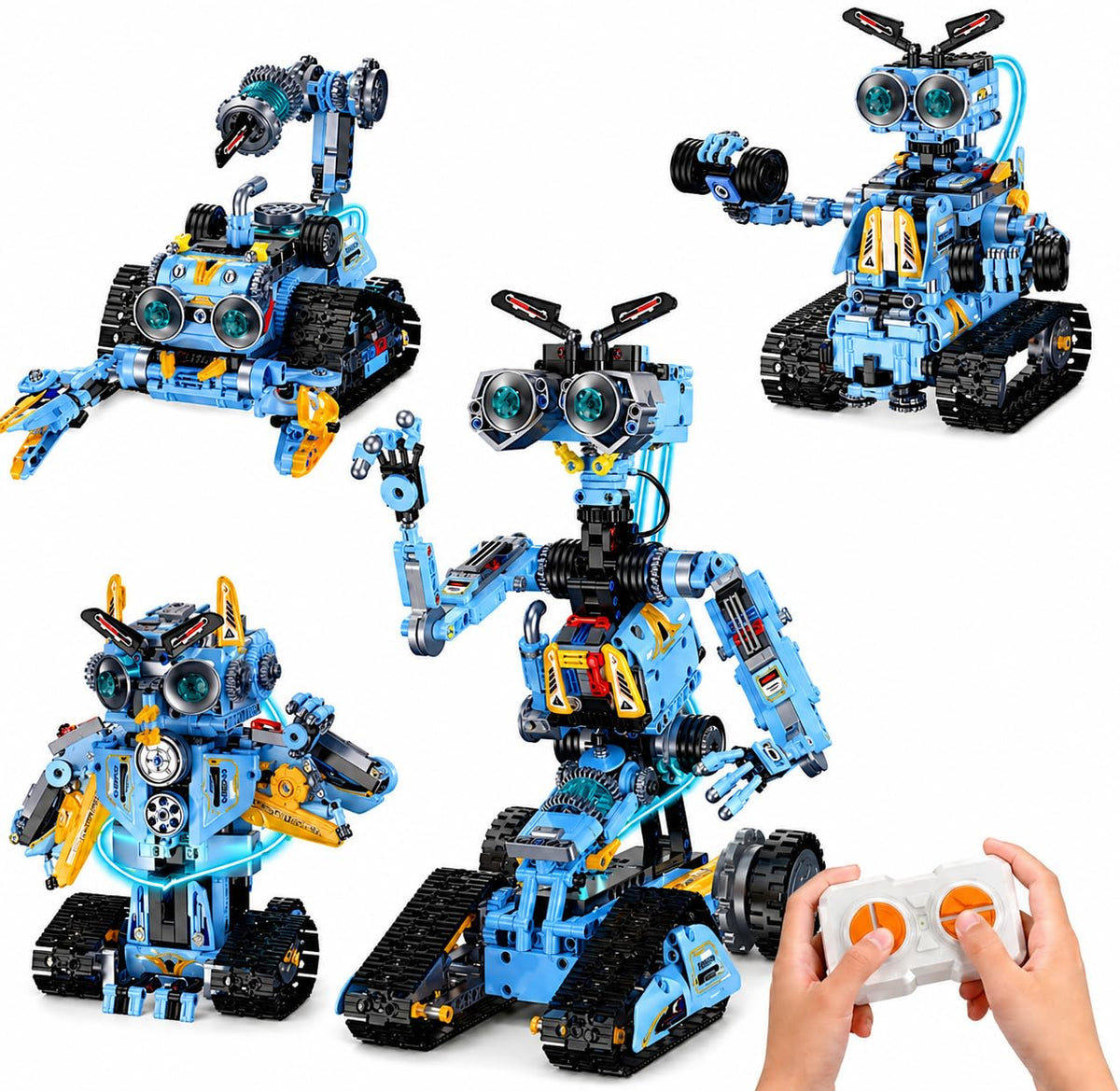 zinat 4in1 STEM Robot Building Kit with Remote Control, Multiple Robot Designs, Educational DIY Blocks Toy, Birthday for Kids 