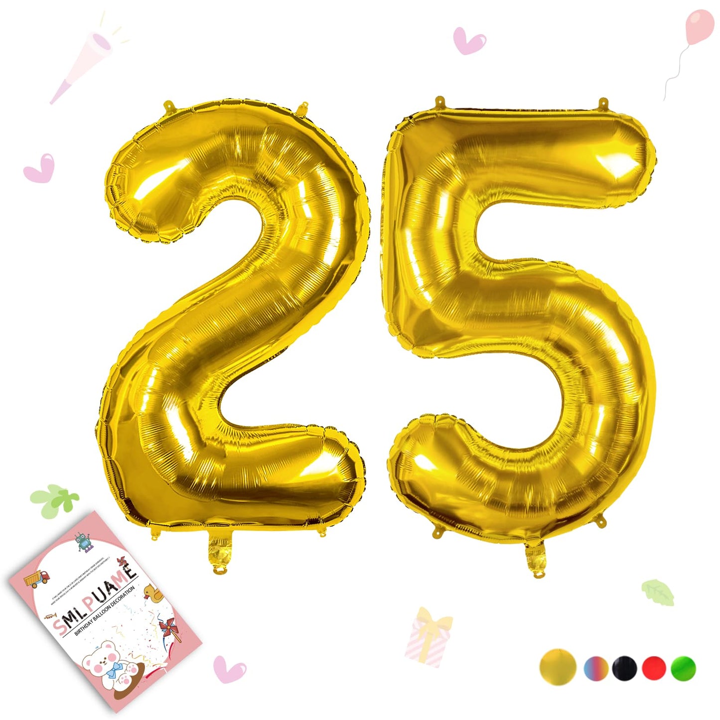 Smlpuame 40 Inch Number Balloon 0-9 Gold Large Number 25 Balloons,Digital Balloons For Birthday Party Celebration Decorations Su
