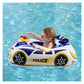 Baby Pool Float with 3D Police Car Design  Heavy Duty PVC Baby Swim Float  Toddler Pool Float  Swimming Floats Seat Boat with Steering Wheel Pool Toys for Kids Girl Boy (Blue White)