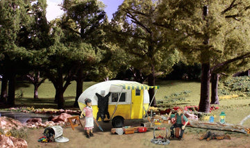 Ma & Pa'S Trailer Haven Camping Trailer W/Figures N Scale Woodland Scenics