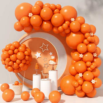 Bright Orange Balloons 110Pcs Orange Balloon Garland Arch Kit 5/10/12/18 Inch Matte Latex Orange Balloons Different Sizes As Bab