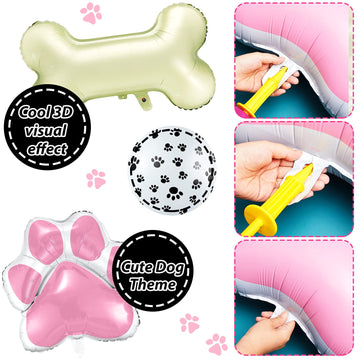 46 Pcs Dog Themed Balloon Decoration Set With Paw Print And Bone Balloons Birthday Party Supplies(Lovely Colors)