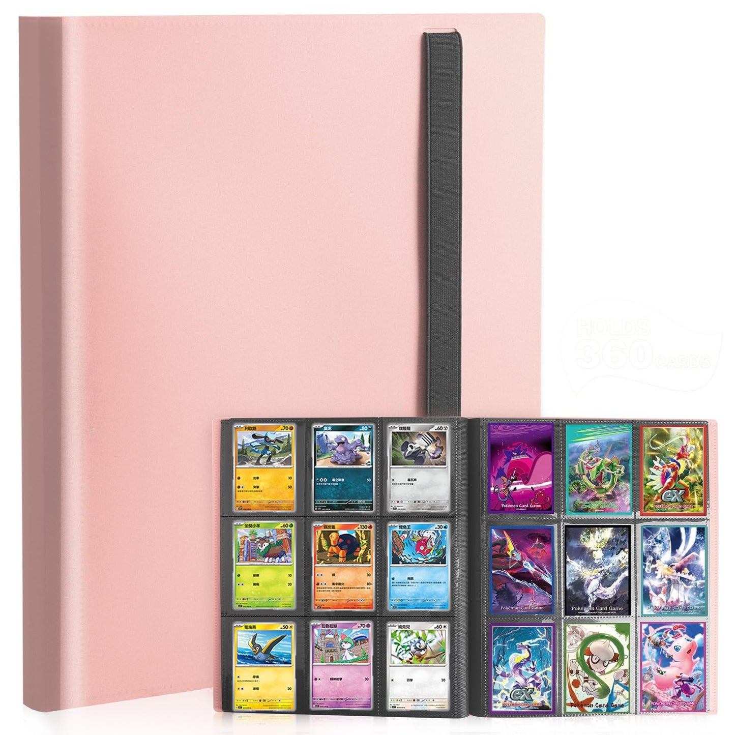 Card Binder  9 Pocket Trading Card Album Folder  20 Pages  360 Card Capacity Sports Card Binder  enhanced Card Binders Compatible with MTG  TCG  Baseball Cards (Pink)