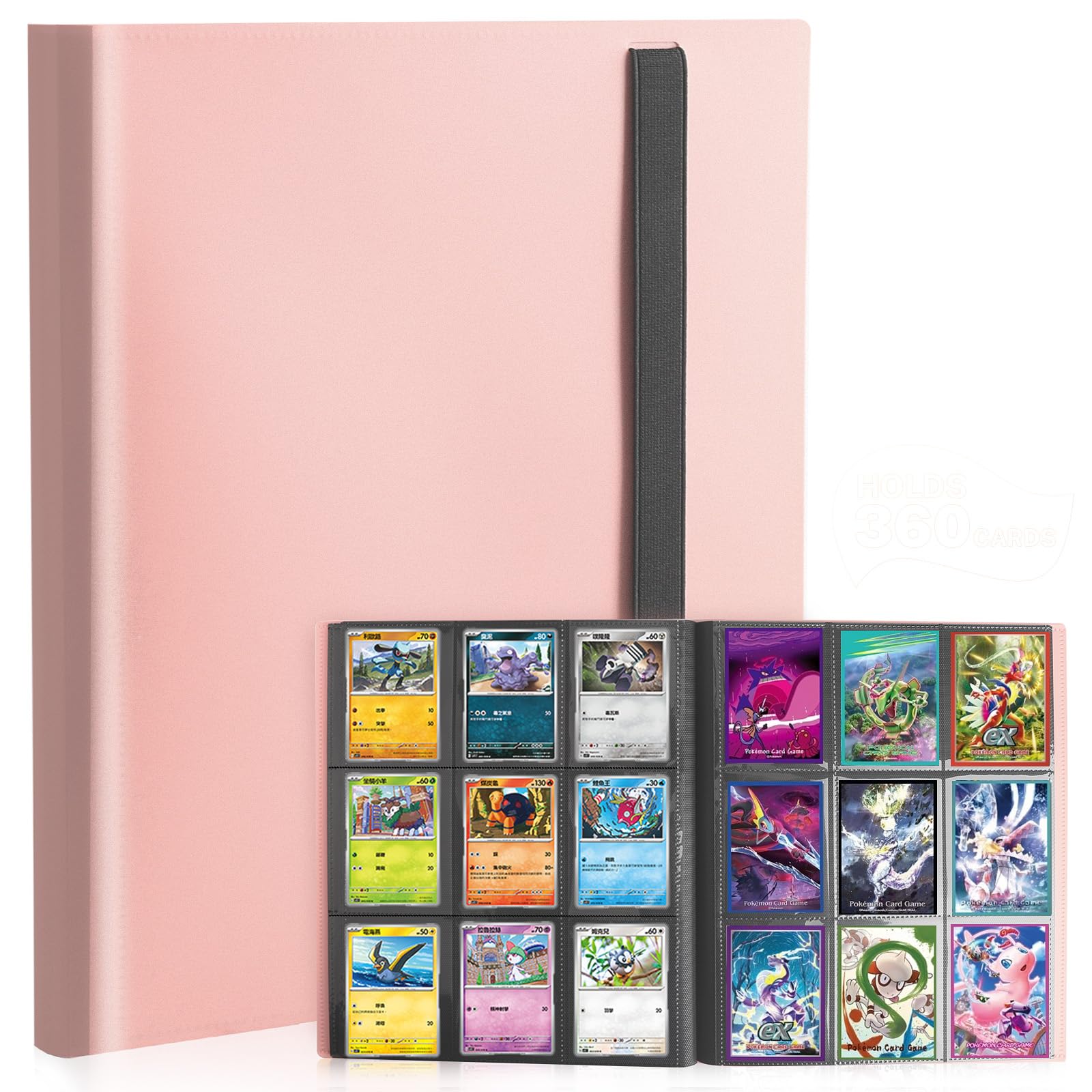Card Binder  9 Pocket Trading Card Album Folder  20 Pages  360 Card Capacity Sports Card Binder  enhanced Card Binders Compatible with MTG  TCG  Baseball Cards (Pink)