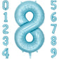Paticool 40 Inch Blue Number Balloon 8, Large Light Blue Number Foil Mylar Balloons For Birthday Party Celebration Decorations S