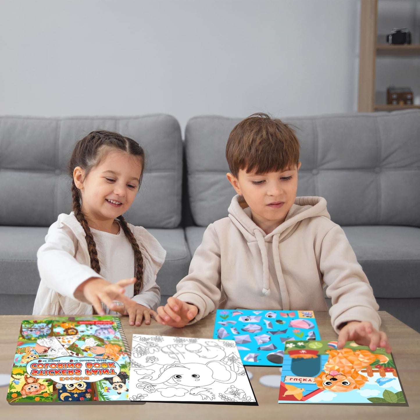 Animal Habitats Sticker Book, Crafts For Kids Age 4-8, Paint By Number Sticker Book And Coloring Pad, Fun Sticker Puzzle, 10 Sce