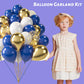 Lovestown 60Pcs Blue Gold Balloons, 12 Inches White Royal Blue Confetti Latex Balloons With Ribbon For Graduation Birthday Backdrop Wedding Baby Shower Engagement Party