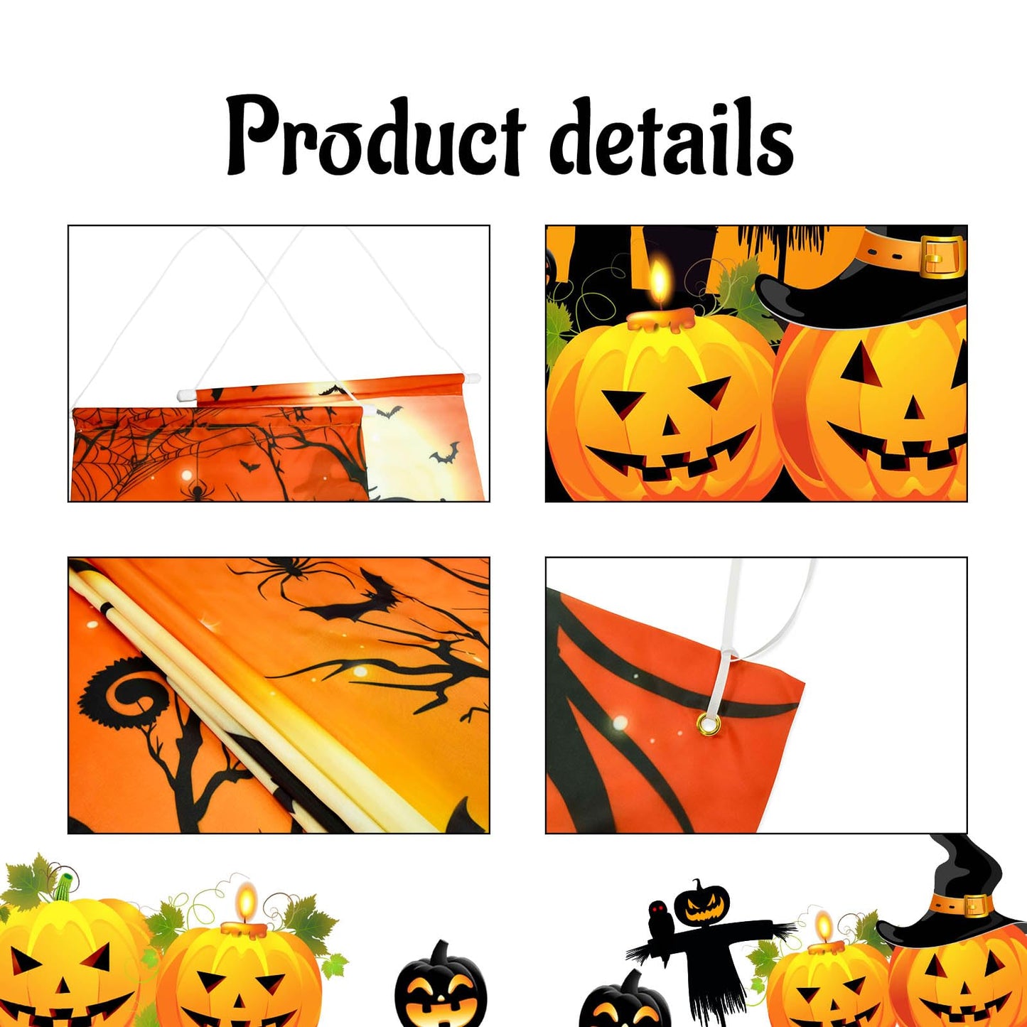Avezano Halloween Decorations 3Pcs Happy Halloween Banner Trick or Treat Porch Signs Halloween Door Banner Halloween Party Decor