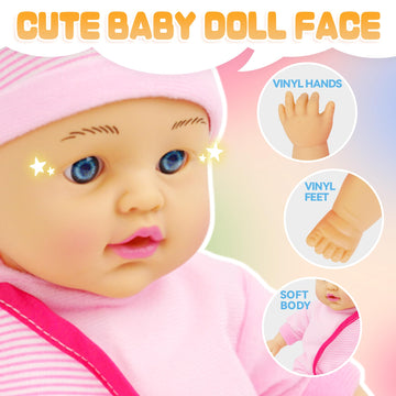 Smilesskiddo Talking Baby Doll With Toy Doctor Kit For Kids - Soft Body Dolls & 10 Pcs Pretend Play Medical Doctor Playset For T