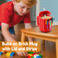 FUBARBAR Brick Coffee Mug - Funny Novelty Cup with Lid & Straw, Building Block Toy Mug, Gift Idea for Men/Women/Kids (Red)