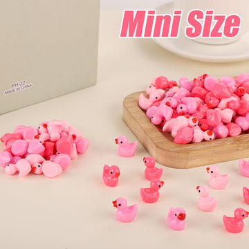 120pcs Mini Resin Ducks, Pink Tiny Miniature Ducks Figurines Small Duck Ornament Toys for Valentine's Day Gift Decoration Dollho