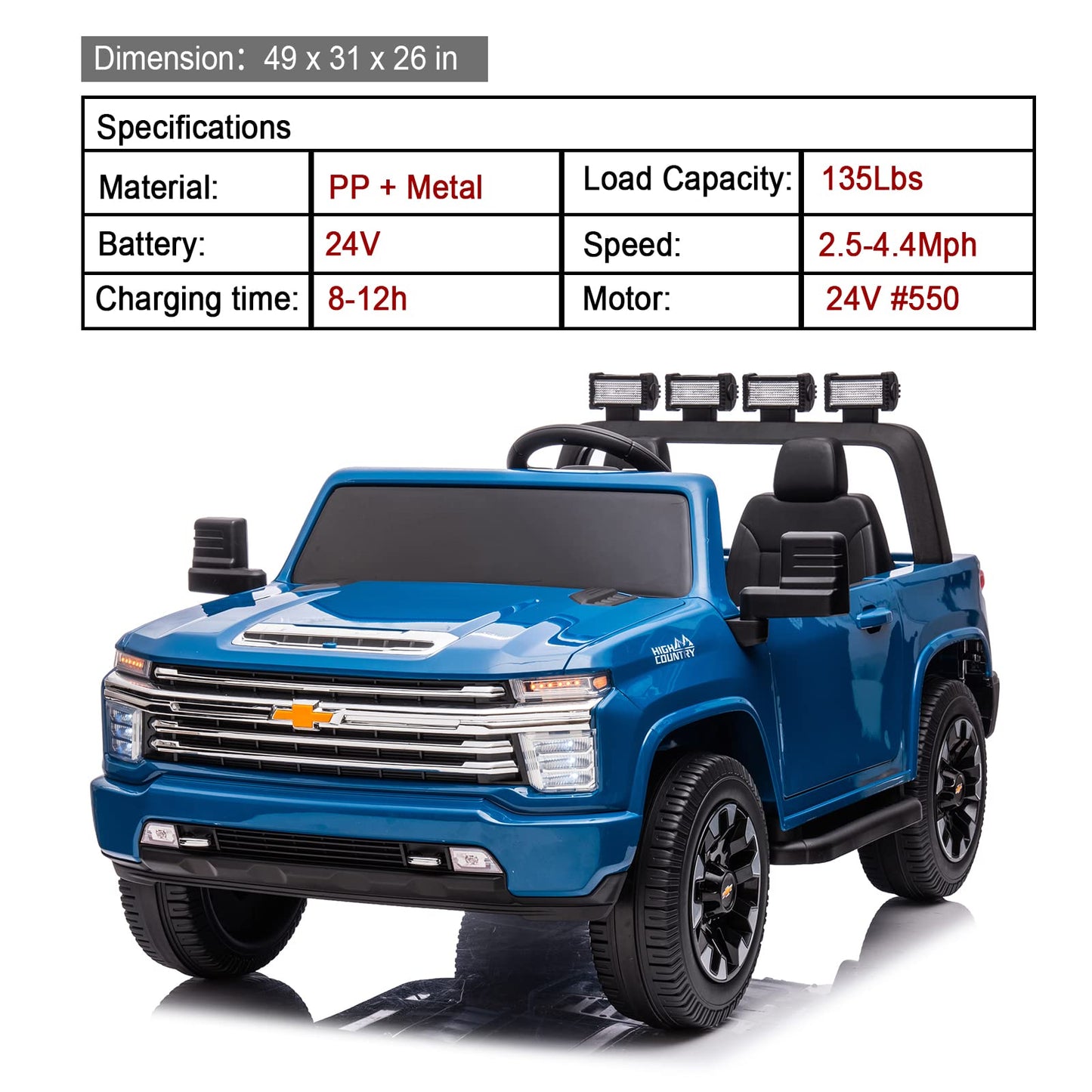 LUIBAS 24V Kids Ride On Car 2-Seater Ride On Toy Truck for Big Kids, Electric Vehicles Ride on Toy Car with Remote Control for B