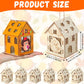 DoubleFill 24 Pcs Fall Wooden House Craft Kits for Kids Adults Make You Own Fall House Thanksgiving DIY Unfinished Painting Turk