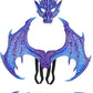 Kids Dinosaur Costume Dress Up Wings Dragon Tail Mask Set Halloween for Children Birthday Party Favors Gifts (blue)