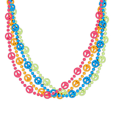 Blinkee Peace Sign Bead Necklace Assorted Pack Of 12