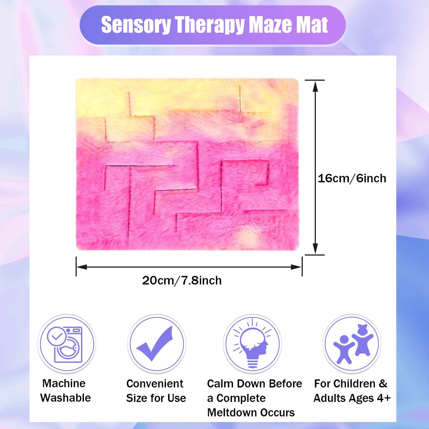 Frienda 2 Pack Marble Maze Mat Fidget Toys, 8.7 x 6.3 Inch, Fluffy Material, Stress Relief for School, Vivid Style, Blue/Orange