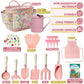 Qtioucp Kids Gardening Set 14Pcs Gardening Tools For Kids With Tote Bag,Watering Can, Shovel, Apron, Garden Book And More Educat