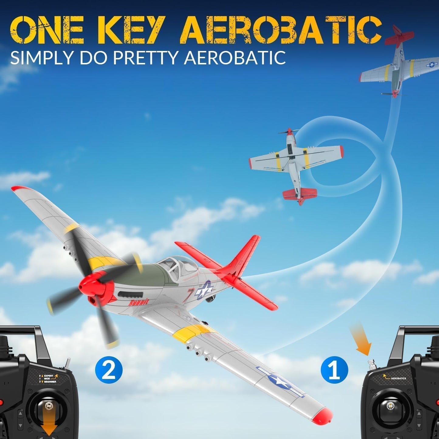 Volantexrc Rc Plane, 4 Channel Remote Control Airplane Fighter Rtf With 6-Axis Gyro, 3 Modes & Aerobatics Easy To Fly, 2.4Ghz Ra