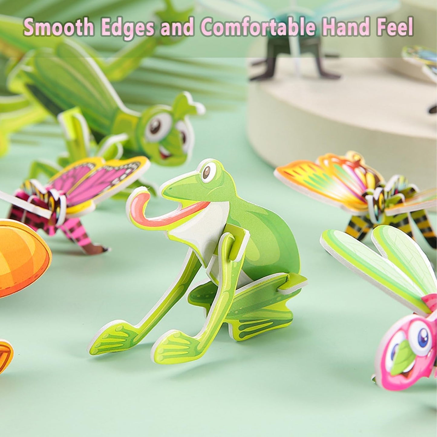Lovyan 100Pcs Educational 3D Cartoon Puzzle For Kids - Insects, Dinosaurs, Animals, Vehicles Themed 3D Diy Cardboards For Boys &