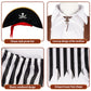 YPFonetoy Boys Pirate Costume Kids Set - Deluxe 10-Piece Pirate Outfit with Eye Patch  Hat & Accessories for Halloween (L(7-8 years))
