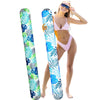 Soulchen 2 Pack Inflatable Pool Noodles Soft Fabric Covered 54'' Large Swim Noodles for mature-themeds Hawaii Tropical Palm Leaves enhanced Buoyancy for Pool Swimming Floating Beach Party Decor (Cool-Toned)