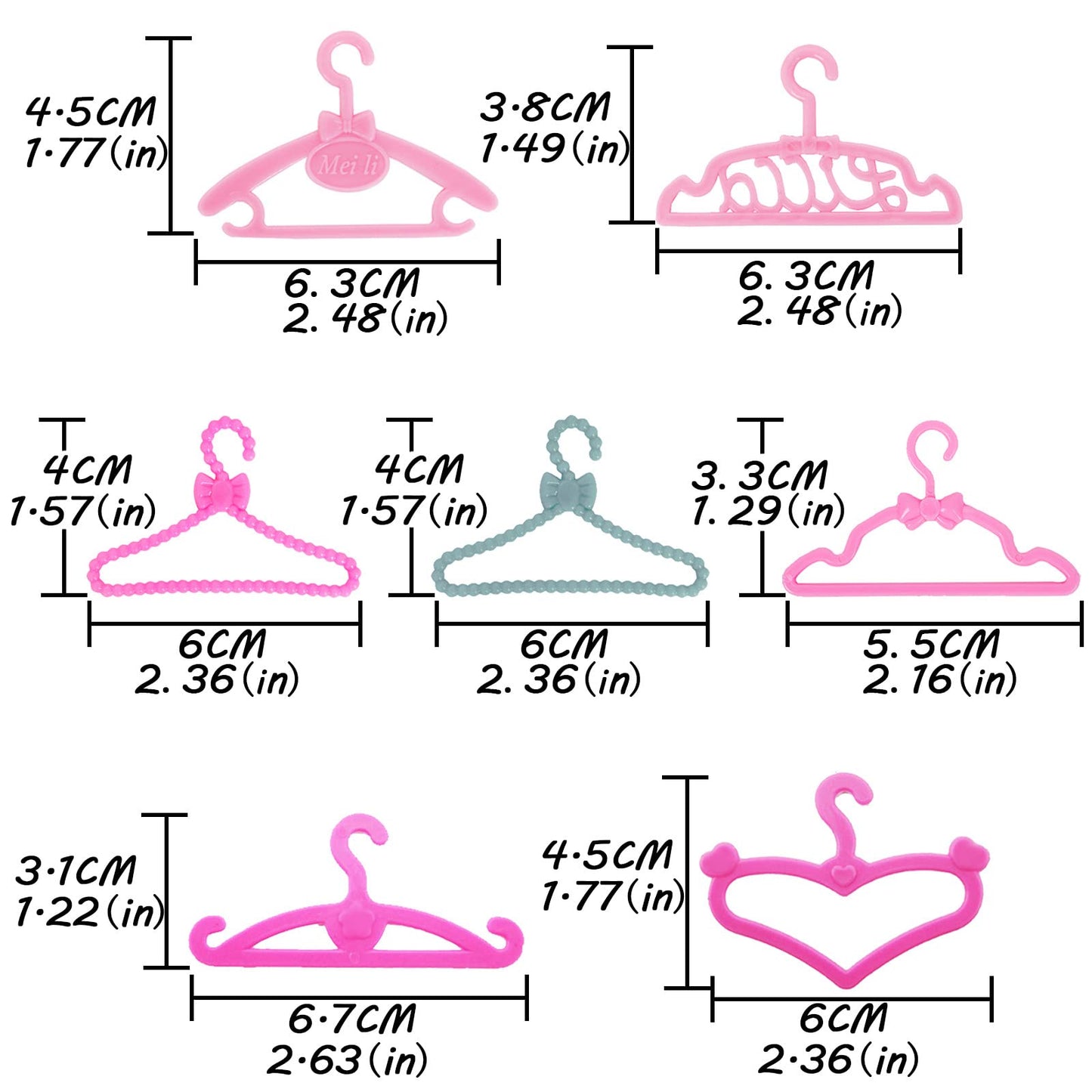 Bjdbus 80 Pcs Plastic Hangers Accessories For 11.5 Inch Doll Clothes Gown Dress Outfit