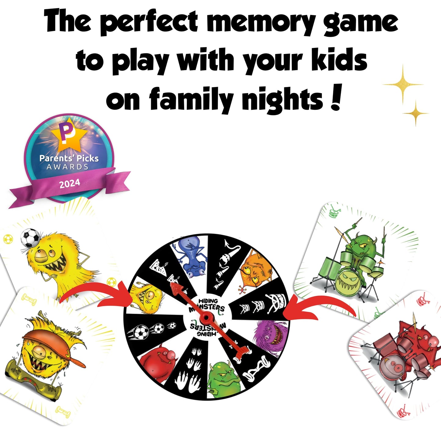 THE PURPLE OWL Hiding Monsters Memory Card Games for Kids with a Spinner Wheel - Fun and Easy-to-Play. Matching Memory Games for Kids 8-12 and 6-8 for Boys and Girls