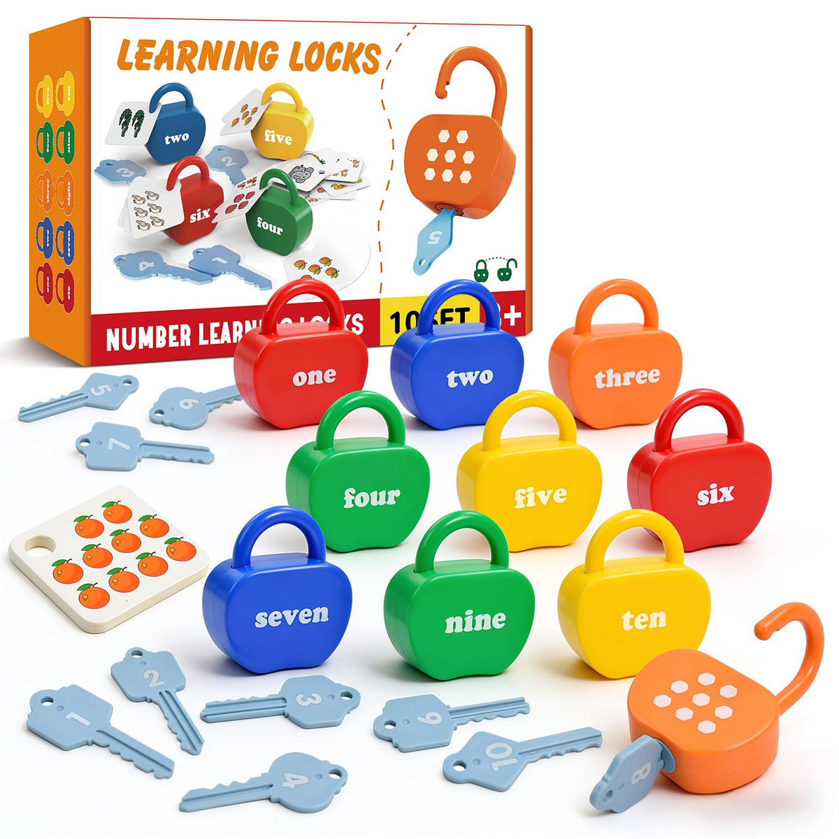 YYDeek Montessori Lock and Key Toddler Toys, Cause and Effect Sensory Learning Toys for 1 2 3 Year Old, Number Counting & Matchi