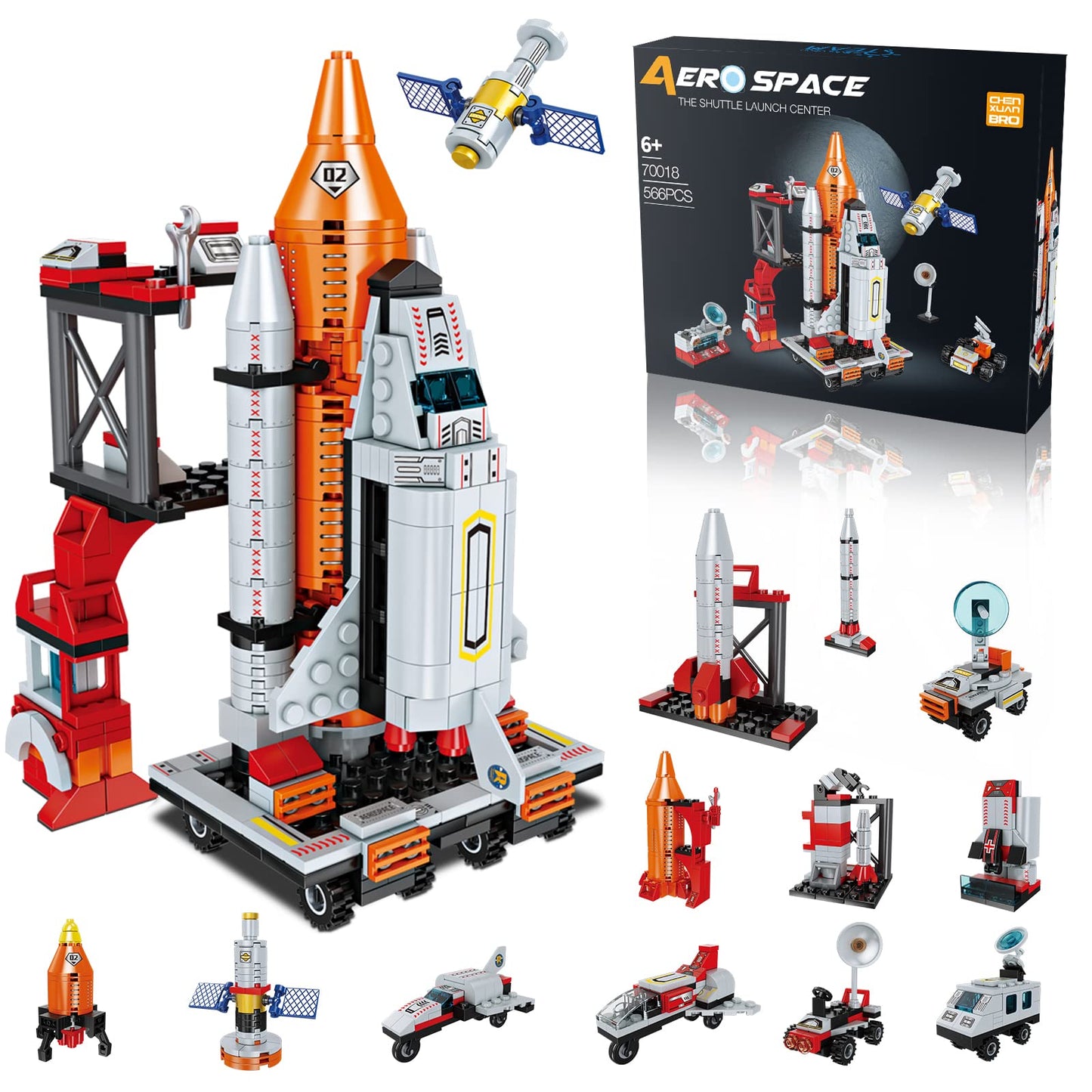 Space Exploration Shuttle Toys For 6 7 8 9 10 11 12 Year Old Boys 12-In-1 Stem Aerospace Building Kit Toy With Heavy Transport R