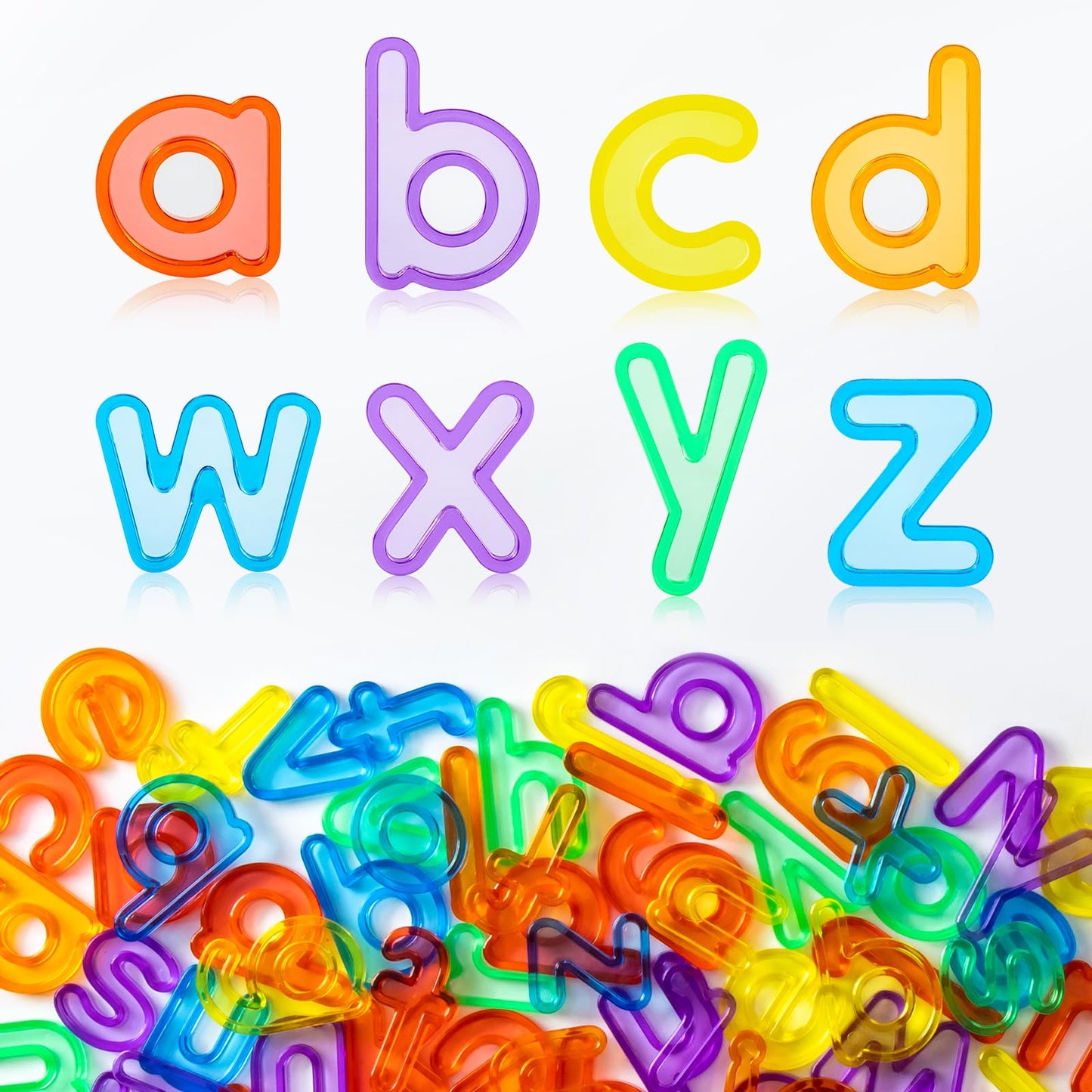 Odoorgames 78 Pcs Translucent Lowercase Letters - Plastic Alphabet Letters - Light Table Play And Early Learning Manipulatives
