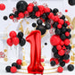 Lebery 40 Inch Mouse Number 1 Balloon Black Red 1 Balloons For 1St Birthday, Mini Mouse Head Balloon Red Giant Number One Balloons For Mouse Clubhouse Baby Shower Anniversary Supplies Decorations