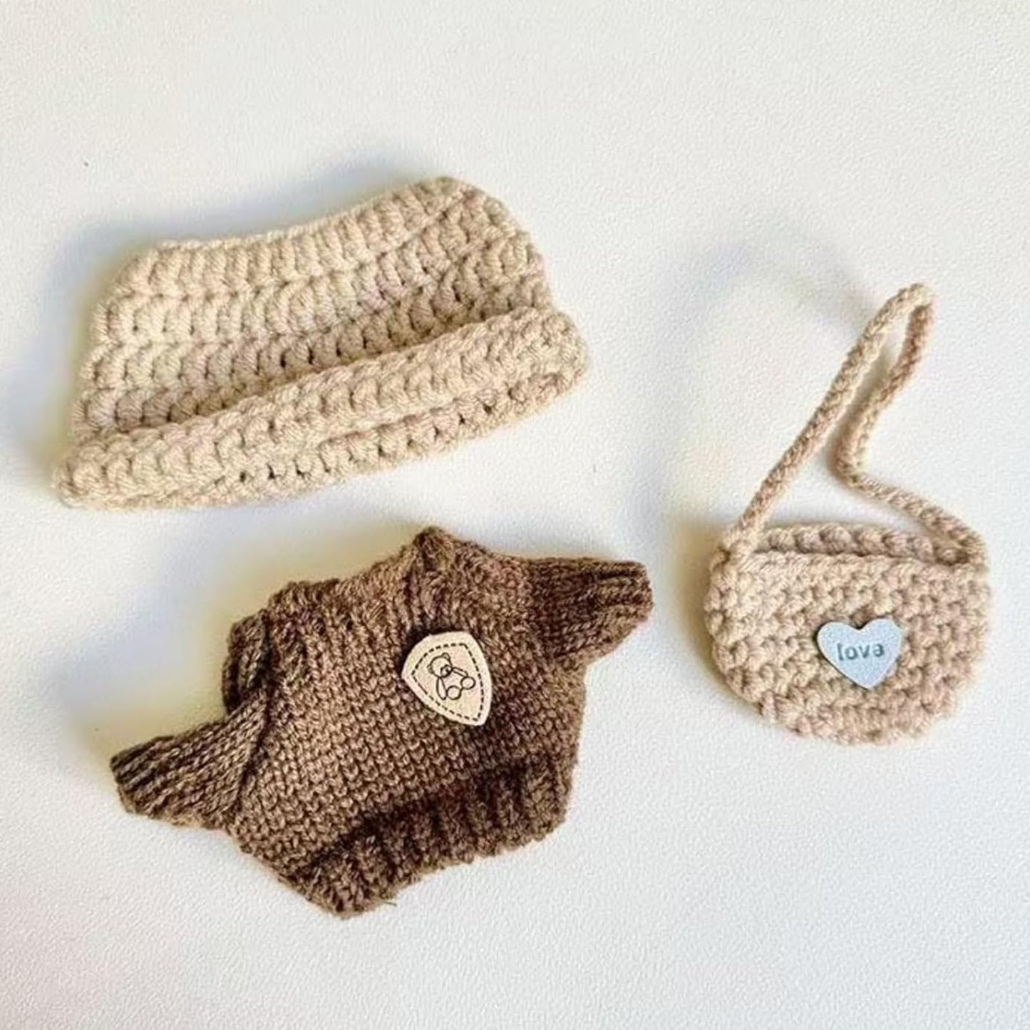 FANFX Doll Clothes(No Doll)  Handcrafted Crochet Outfit for 17cm Doll  Stylish Adorable Dolls Clothes Accessories for La  Best Gift for Your Dear Doll(Knitted Sweater)