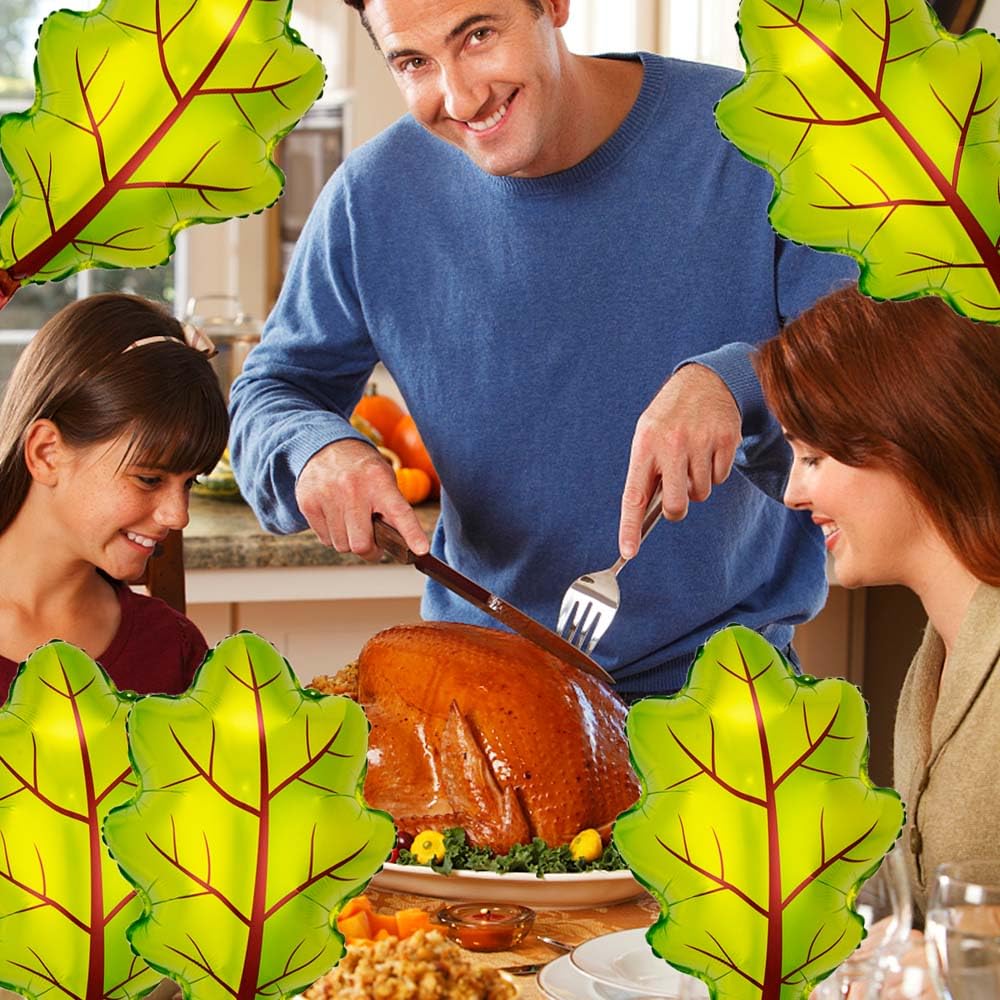 Hadckja Green Leaf Balloon Thanksgiving Balloons Green Leaf Balloons Fall Harvest Thanksgiving-Themed Party Birthday Party Suppl