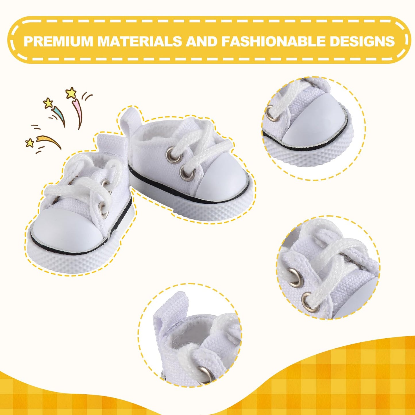2025 New Version Doll Shoes  1 Pair enhanced White Canvas Shoes  Perfect Match for bubu Clothes  Shoes for 15&17cm Doll Accessories