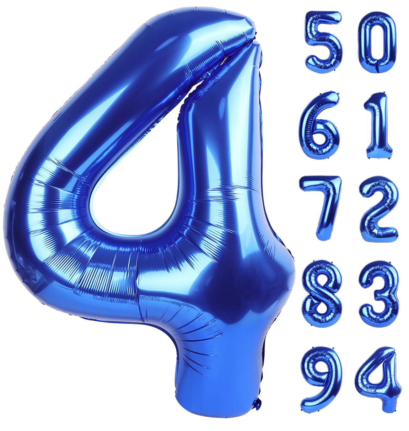 Navy Blue 4 Balloon, Number Balloon 40 Inch, 4Th Blue Party Decorations, Four Large Numbers For Party Decor, Number 4 Balloon