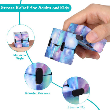 24 Pieces Cubes Toys Mini Blocks Cube Bulk Gadget Sensory Toy Hand Held Blocks Finger Gadget Gift For Adults Anxiety Stress Relief Game(Starry Style)