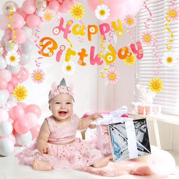 Sunbeauty Flower Daisy Birthday Party Decorations Groovy Party Decorations Boho Happy Birthday Party Decorations Daisy Hanging S
