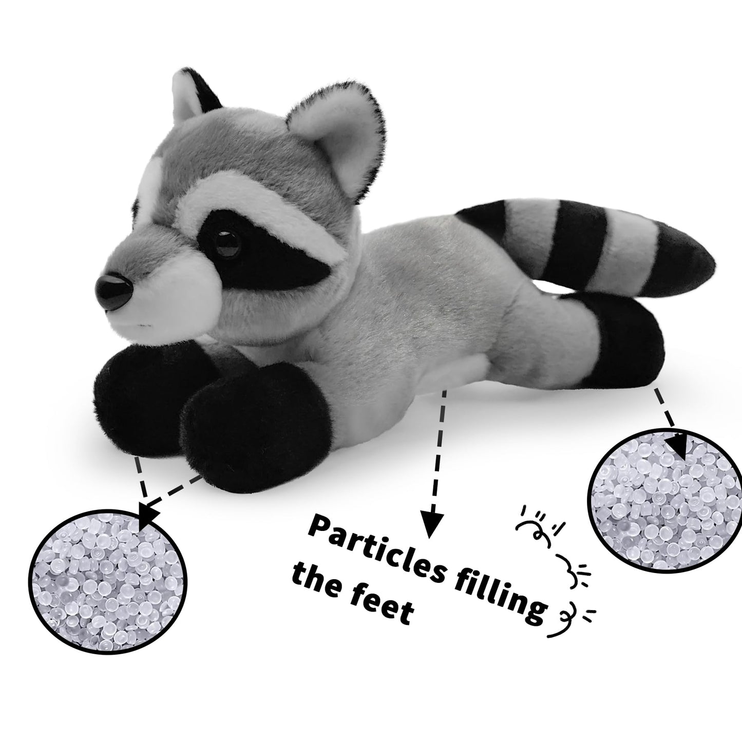 Hideekoog Stuffed Animal for Kids 12 inch Realistic Animal Plush Toy Lying Down Posture Animals Plush for Boys Girls mature-themed Birthday Hug Teaching(L-Raccoon)
