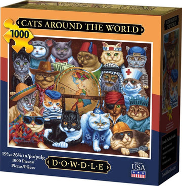 Dowdle Folk Art Cats Around The World Puzzle (1000 Piece)