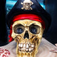 Ebros Gift Badass Pirate Captain Marauder Skull With Golden Earring Statue Captain Hook Skeleton Cranium With Crossbones Hat Figurine Skulls Skeletons