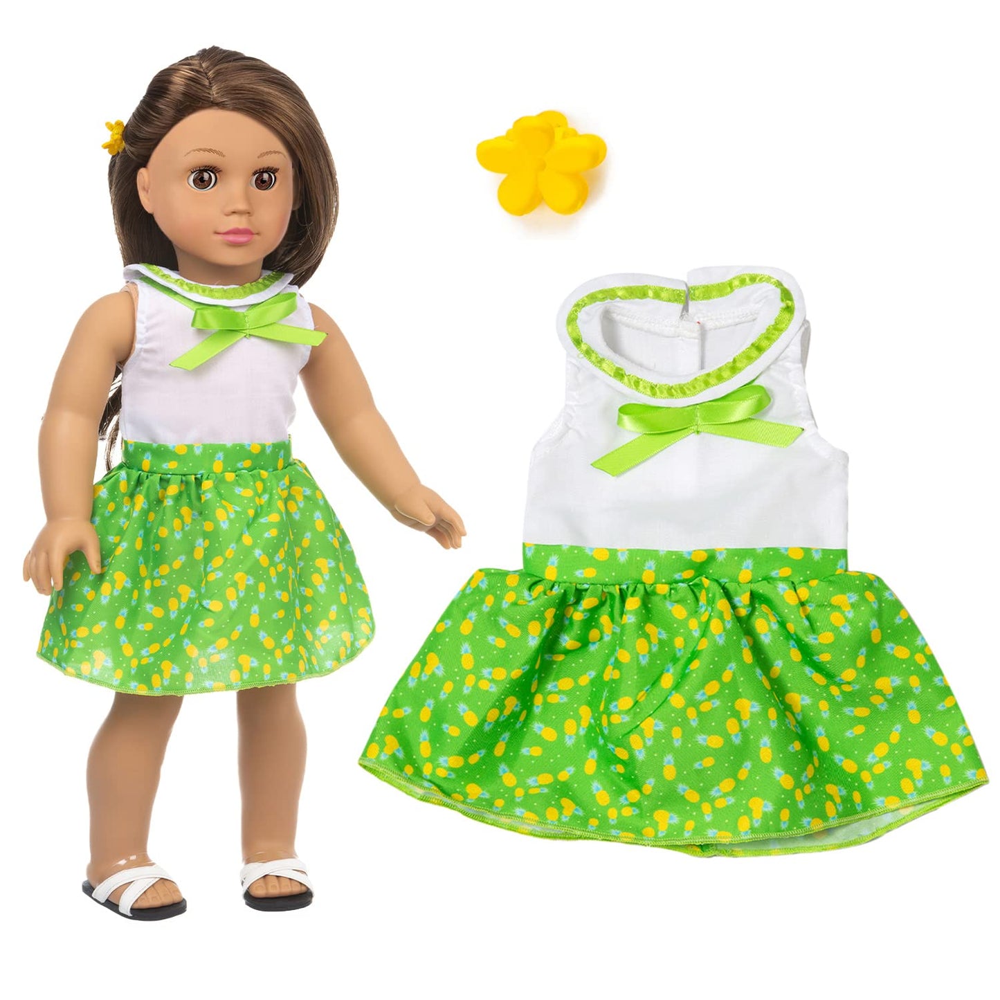 Xfeyue American 18 Inch Doll Clothes And Accessories 5 Sets Doll Clothes Dress Outfits + 2 Random Style Shoes For 18 Inch Doll Clothes