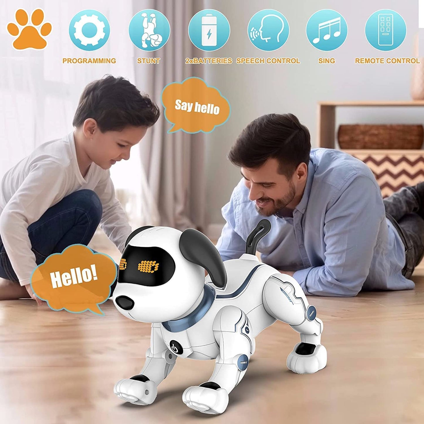okk Robot Dog Toy - Remote Control Programmable Puppy, Interactive Voice Control, 5.7" Plastic, Model K16, Gift for Kids