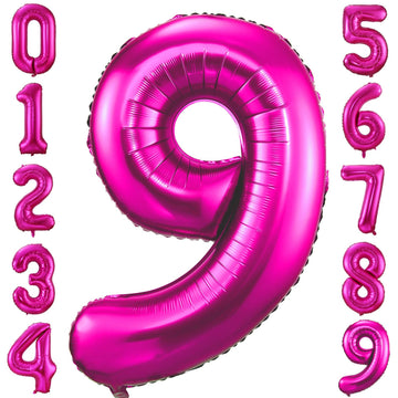 9 Balloon Number Hot Pink 9 Birthday Balloon 40 Inch Foil Mylar Large 9 Balloon Numbers For Birthday Party Anniversary Festival